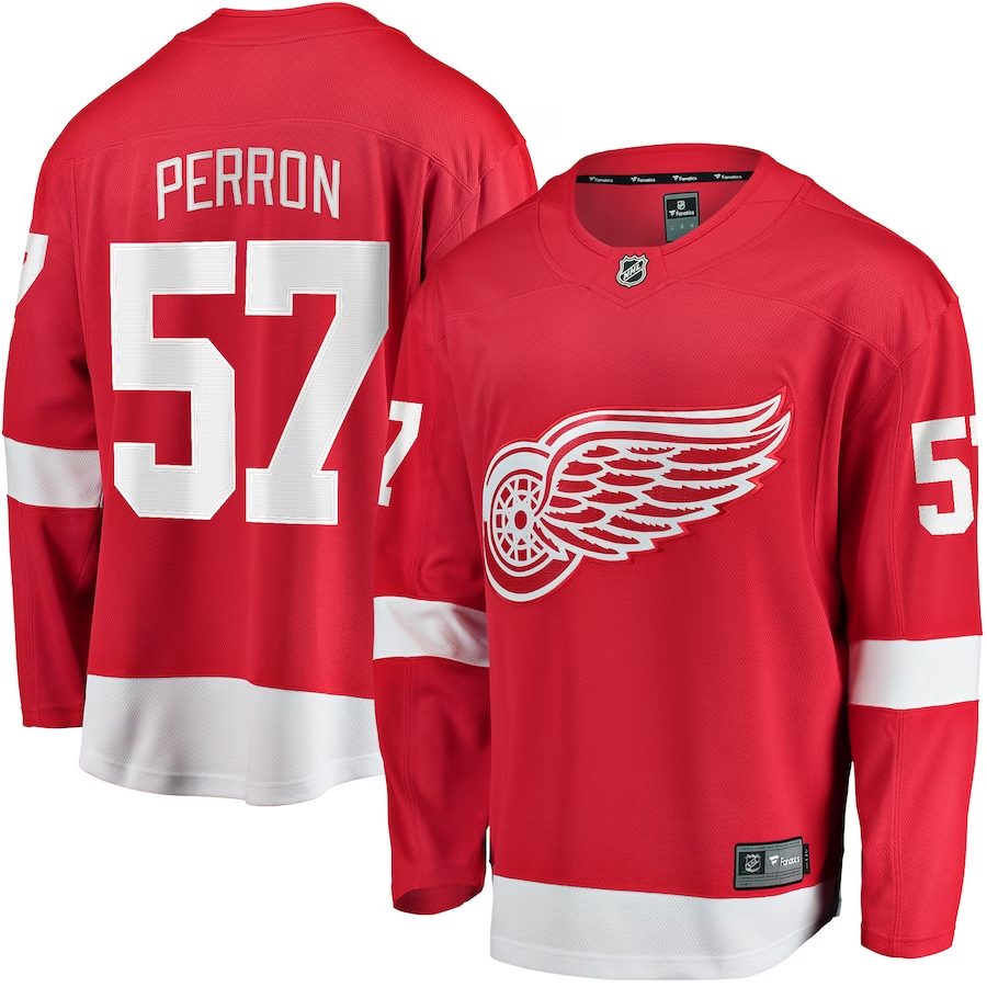 Men's Detroit Red Wings David Perron #57 Red Home Breakaway Jersey